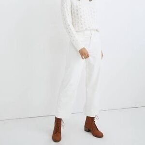 Madewell White Emmett Slim Crop Wide Leg